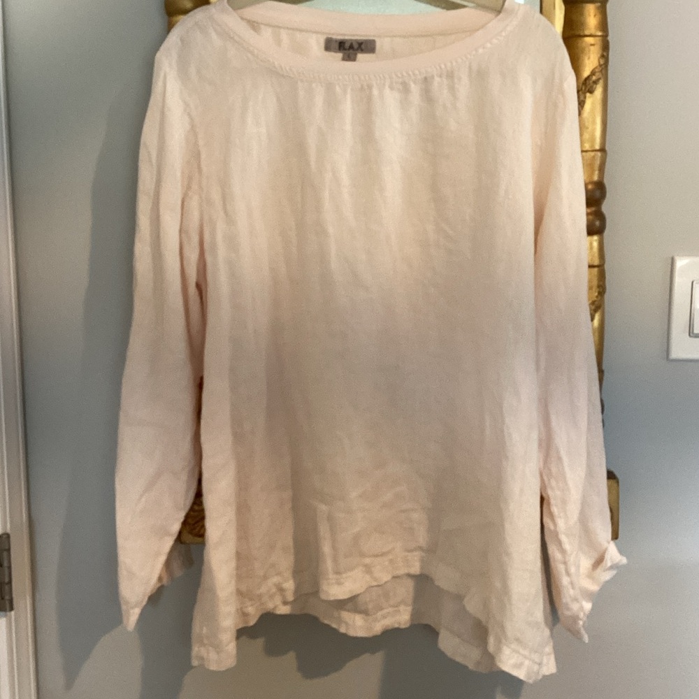Flax 100% Linen long sleeved top…pale pink
